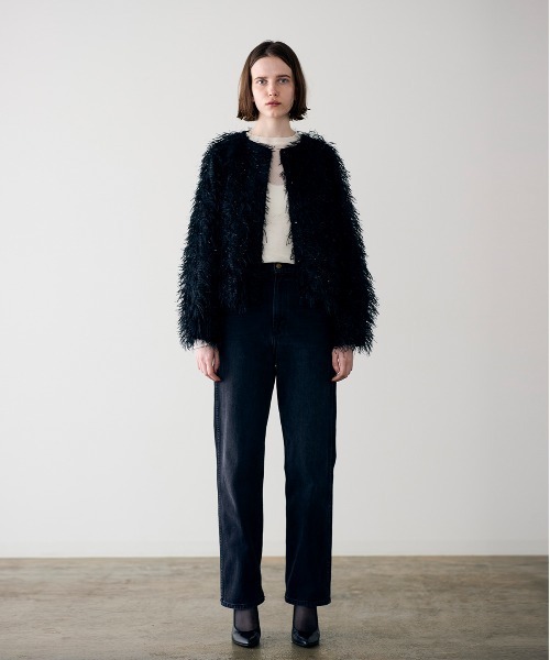 Marilyn Moon（マリリンムーン）の「【SOI-MeME】sheer fringe jacket（その他アウター・レディース・アイボリー/ブラック・FREE）」の7枚目の写真
