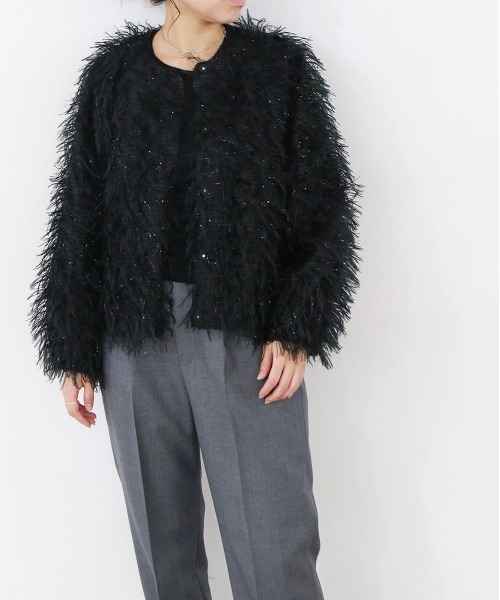 Marilyn Moon（マリリンムーン）の「【SOI-MeME】sheer fringe jacket（その他アウター・レディース・アイボリー/ブラック・FREE）」の11枚目の写真
