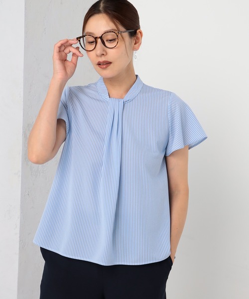 GALLORIA(ギャローリア)の「【キレメクシリーズ】吸汗速乾 マルチストレッチ ボウタイブラウス(シャツ/ブラウス・レディース・ライトブルー/ホワイト/ネイビー・S/M/L/LL)」の3枚目の写真