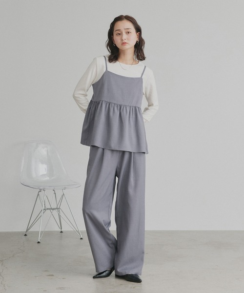ad thie(アドティエ)の「ペプラム キャミソール ロングパンツ セットアップ(キャミソール・レディース・グレイッシュブルー/ダークグレー/ブラック/アイボリー/ライトグレー・FREE)」の5枚目の写真