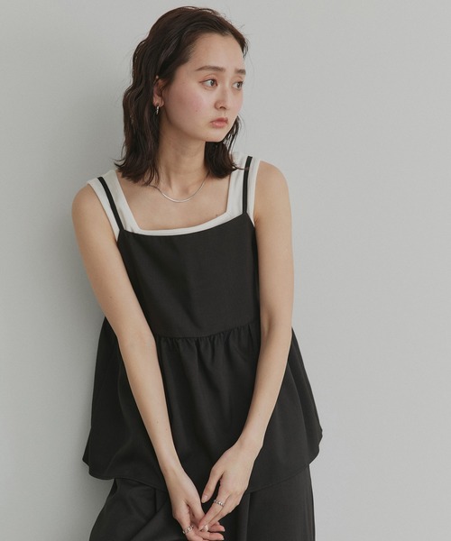 ad thie(アドティエ)の「ペプラム キャミソール ロングパンツ セットアップ(キャミソール・レディース・グレイッシュブルー/ダークグレー/ブラック/アイボリー/ライトグレー・FREE)」の12枚目の写真