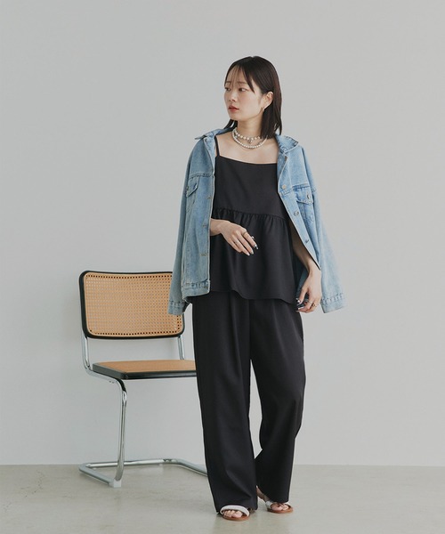 ad thie(アドティエ)の「ペプラム キャミソール ロングパンツ セットアップ(キャミソール・レディース・グレイッシュブルー/ダークグレー/ブラック/アイボリー/ライトグレー・FREE)」の15枚目の写真