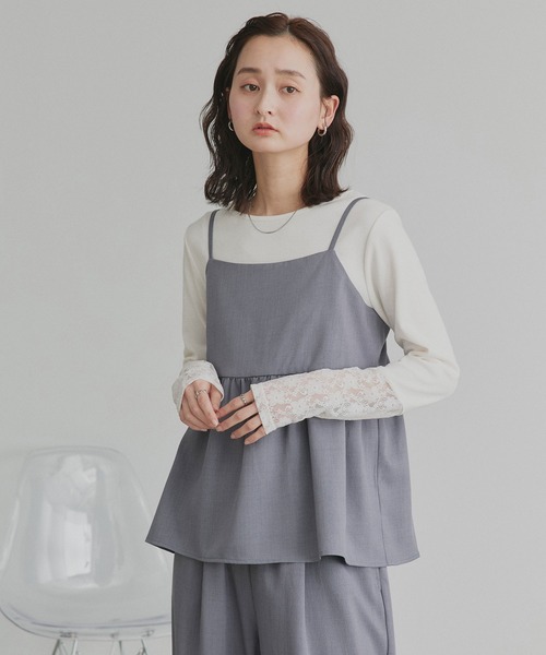 ad thie(アドティエ)の「ペプラム キャミソール ロングパンツ セットアップ(キャミソール・レディース・グレイッシュブルー/ダークグレー/ブラック/アイボリー/ライトグレー・FREE)」の19枚目の写真