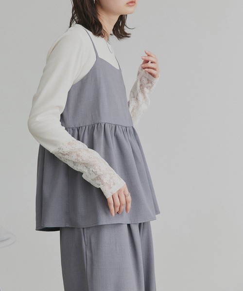 ad thie(アドティエ)の「ペプラム キャミソール ロングパンツ セットアップ(キャミソール・レディース・グレイッシュブルー/ダークグレー/ブラック/アイボリー/ライトグレー・FREE)」の21枚目の写真