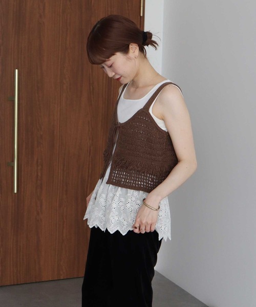 earth music&ecology（アースミュージックアンドエコロジー）の「フリンジニットビスチェ（ベスト・レディース・ブラック/ブラウン/アイボリー・FREE）」の19枚目の写真