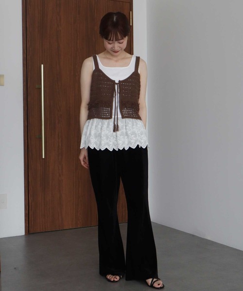 earth music&ecology（アースミュージックアンドエコロジー）の「フリンジニットビスチェ（ベスト・レディース・ブラック/ブラウン/アイボリー・FREE）」の20枚目の写真