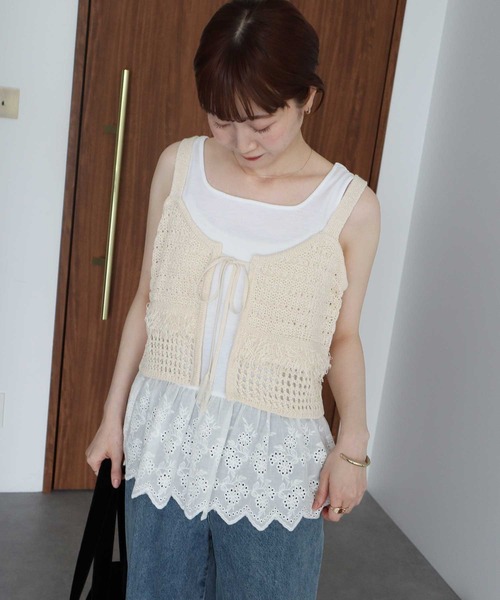 earth music&ecology（アースミュージックアンドエコロジー）の「フリンジニットビスチェ（ベスト・レディース・ブラック/ブラウン/アイボリー・FREE）」の22枚目の写真