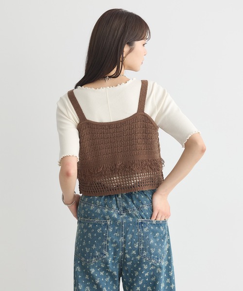 earth music&ecology（アースミュージックアンドエコロジー）の「フリンジニットビスチェ（ベスト・レディース・ブラック/ブラウン/アイボリー・FREE）」の12枚目の写真