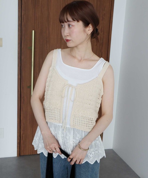 earth music&ecology（アースミュージックアンドエコロジー）の「フリンジニットビスチェ（ベスト・レディース・ブラック/ブラウン/アイボリー・FREE）」の21枚目の写真