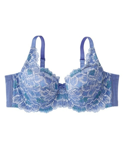 nissen（ニッセン）の「脇高編レースフルカップブラジャー（ピオニー柄）（日本製レース）（トリンプ）（n,FULLRE）（D70～F80）（ブラジャー・レディース・ブルー/チェリーピンク/ブラック/ベージュ/レッドパープル・D70/D75/D80/E70/E75/E80/F70/F75/F80）」の7枚目の写真