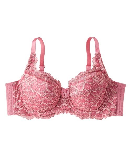nissen（ニッセン）の「脇高編レースフルカップブラジャー（ピオニー柄）（日本製レース）（トリンプ）（n,FULLRE）（D70～F80）（ブラジャー・レディース・ブルー/チェリーピンク/ブラック/ベージュ/レッドパープル・D70/D75/D80/E70/E75/E80/F70/F75/F80）」の8枚目の写真