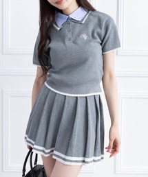 clear | ダブルカラーポロニット&スカートセットアップ［韓国 カジュアル ガーリー］≪SS新作≫(ワンピース)