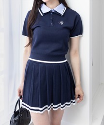clear | ダブルカラーポロニット&スカートセットアップ［韓国 カジュアル ガーリー］≪SS新作≫(ワンピース)