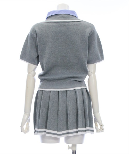 clear（クリア）の「ダブルカラーポロニット&スカートセットアップ［韓国 カジュアル ガーリー］（ワンピース・レディース・ネイビー/杢グレー/ブラウン・F）」の17枚目の写真