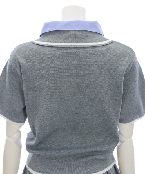 clear（クリア）の「ダブルカラーポロニット&スカートセットアップ［韓国 カジュアル ガーリー］（ワンピース・レディース・ネイビー/杢グレー/ブラウン・F）」の18枚目の写真