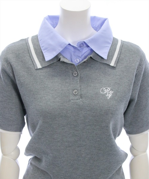 clear（クリア）の「ダブルカラーポロニット&スカートセットアップ［韓国 カジュアル ガーリー］（ワンピース・レディース・ネイビー/杢グレー/ブラウン・F）」の19枚目の写真