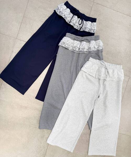 MAJESTIC LEGON（マジェスティックレゴン）の「フリルレイヤードスウェットパンツ（スウェットパンツ・レディース・オートミール/ネイビー/グレー・MEDIUM/SMALL）」の4枚目の写真