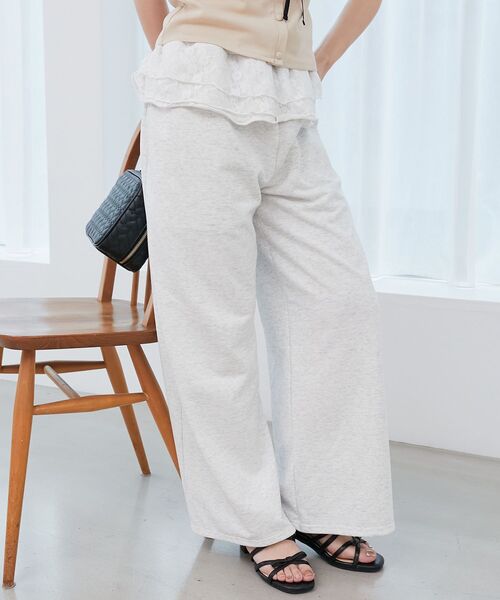 MAJESTIC LEGON（マジェスティックレゴン）の「フリルレイヤードスウェットパンツ（スウェットパンツ・レディース・オートミール/ネイビー/グレー・MEDIUM/SMALL）」の9枚目の写真