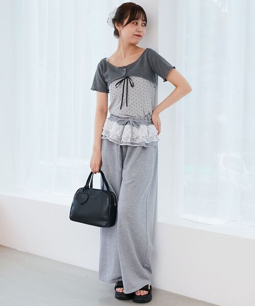 MAJESTIC LEGON（マジェスティックレゴン）の「フリルレイヤードスウェットパンツ（スウェットパンツ・レディース・オートミール/ネイビー/グレー・MEDIUM/SMALL）」の12枚目の写真