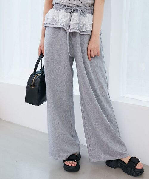 MAJESTIC LEGON（マジェスティックレゴン）の「フリルレイヤードスウェットパンツ（スウェットパンツ・レディース・オートミール/ネイビー/グレー・MEDIUM/SMALL）」の15枚目の写真