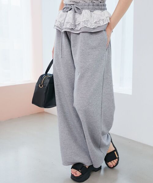 MAJESTIC LEGON（マジェスティックレゴン）の「フリルレイヤードスウェットパンツ（スウェットパンツ・レディース・オートミール/ネイビー/グレー・MEDIUM/SMALL）」の16枚目の写真