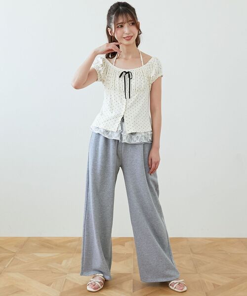 MAJESTIC LEGON（マジェスティックレゴン）の「フリルレイヤードスウェットパンツ（スウェットパンツ・レディース・オートミール/ネイビー/グレー・MEDIUM/SMALL）」の19枚目の写真