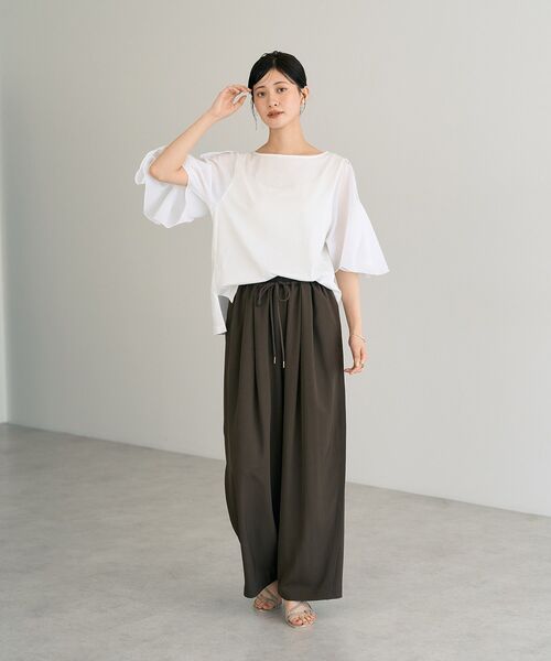 YECCA VECCA（イェッカヴェッカ）の「シアースリーブカットソー（Tシャツ/カットソー・レディース・オフホワイト/チャコールグレー/ブラック・FREE）」の15枚目の写真