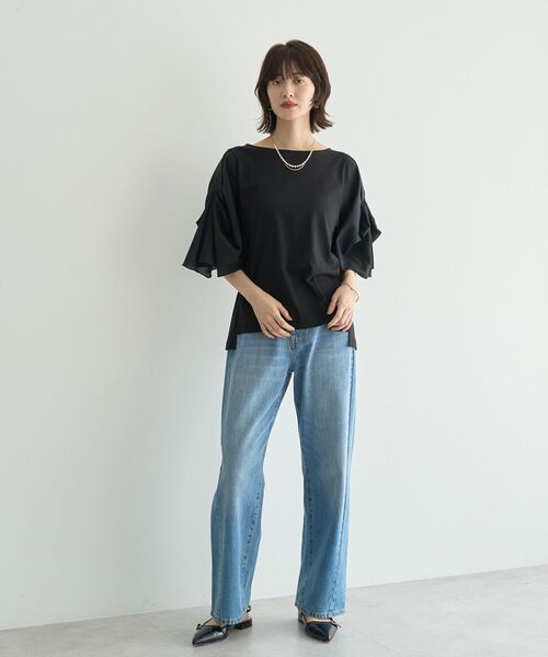 YECCA VECCA（イェッカヴェッカ）の「シアースリーブカットソー（Tシャツ/カットソー・レディース・オフホワイト/チャコールグレー/ブラック・FREE）」の22枚目の写真