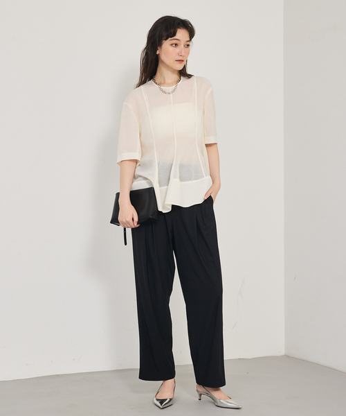 カリテ（qualite）/【接触冷感＆UV】クールトリコットタックパンツ 接触冷感＆UV】クールトリコットタックパンツ/夏服/オフィスカジュアル