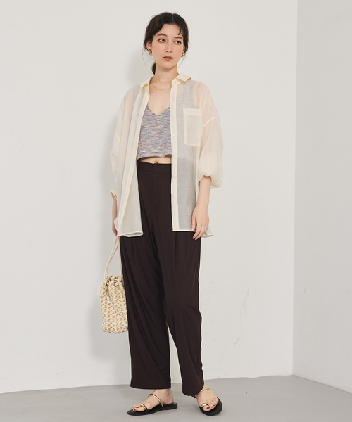 qualite(カリテ)の「【接触冷感&UV】クールトリコットタックパンツ/夏服/オフィスカジュアル/さらっとした質感(その他パンツ・レディース・ブラック/ブラウン・36/38)」の22枚目の写真