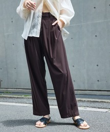 qualite | 【接触冷感＆UV】クールトリコットタックパンツ/夏服/オフィスカジュアル/さらっとした質感(その他パンツ)