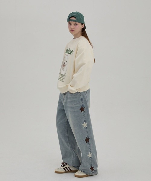 waikeiデニムパンツ ☆K-POPアイドル着用【UNISEX】Wai Kei／スターデニムパンツ