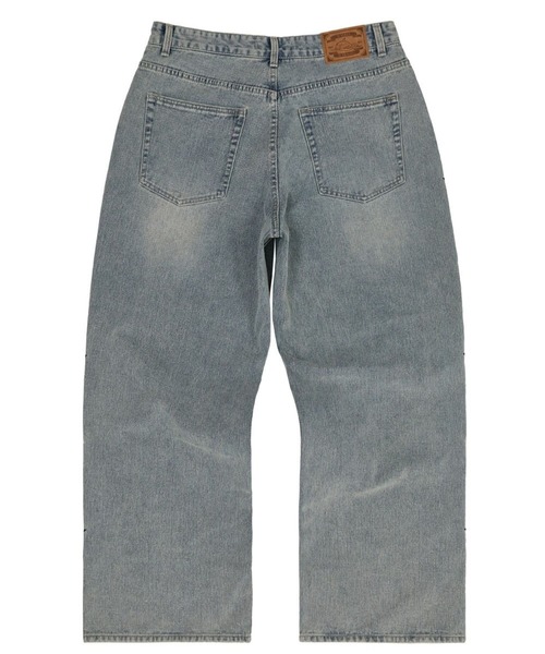 waikeiデニムパンツ セール】Patchwork Like Wide Denim Pants / パッチワーク加工