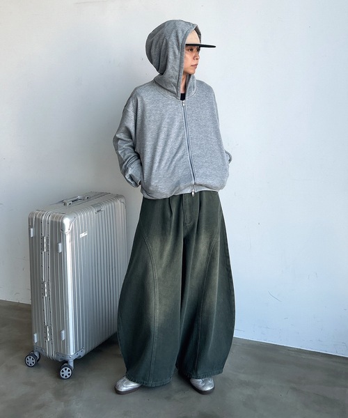 MandO（Auntie Rosa）（エムオー）の「アソートウォッシュドワイド切り替えバルーンワイドパンツ（デニムパンツ・メンズ・グレー/グリーン系カモフラージュ/カーキ/ブラック・LARGE/MEDIUM/SMALL）」の21枚目の写真