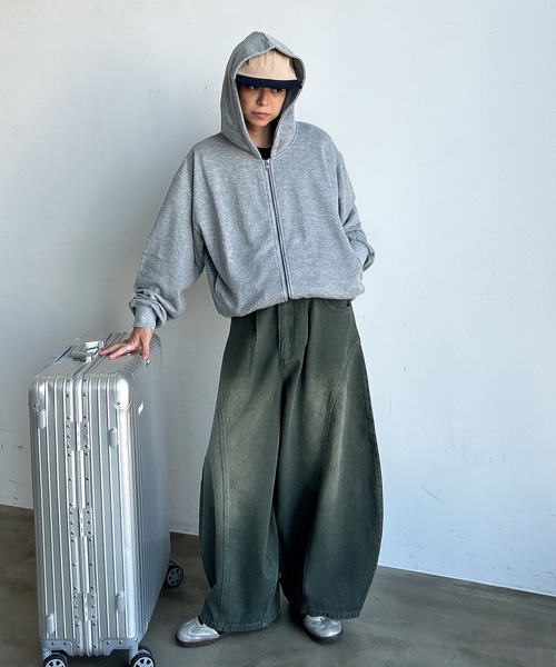 MandO（Auntie Rosa）（エムオー）の「アソートウォッシュドワイド切り替えバルーンワイドパンツ（デニムパンツ・メンズ・グレー/グリーン系カモフラージュ/カーキ/ブラック・LARGE/MEDIUM/SMALL）」の22枚目の写真