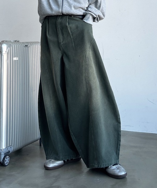 MandO（Auntie Rosa）（エムオー）の「アソートウォッシュドワイド切り替えバルーンワイドパンツ（デニムパンツ・メンズ・グレー/グリーン系カモフラージュ/カーキ/ブラック・LARGE/MEDIUM/SMALL）」の19枚目の写真