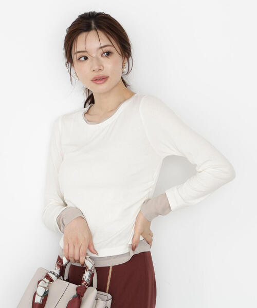 PROPORTION BODY DRESSING（プロポーションボディドレッシング）の「＜ウォッシャブル＞レイヤード風テレコ / 1215260802（Tシャツ/カットソー・レディース・グレー系その他/ホワイト系その他/ネイビー・FREE）」の5枚目の写真