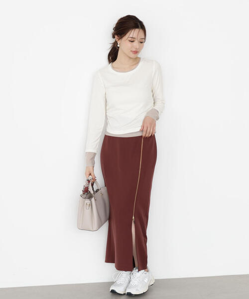 PROPORTION BODY DRESSING（プロポーションボディドレッシング）の「＜ウォッシャブル＞レイヤード風テレコ / 1215260802（Tシャツ/カットソー・レディース・グレー系その他/ホワイト系その他/ネイビー・FREE）」の6枚目の写真