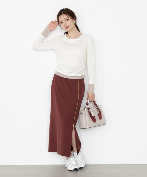 PROPORTION BODY DRESSING（プロポーションボディドレッシング）の「＜ウォッシャブル＞レイヤード風テレコ / 1215260802（Tシャツ/カットソー・レディース・グレー系その他/ホワイト系その他/ネイビー・FREE）」の7枚目の写真