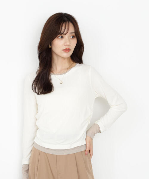 PROPORTION BODY DRESSING（プロポーションボディドレッシング）の「＜ウォッシャブル＞レイヤード風テレコ / 1215260802（Tシャツ/カットソー・レディース・グレー系その他/ホワイト系その他/ネイビー・FREE）」の12枚目の写真