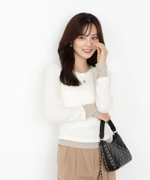 PROPORTION BODY DRESSING（プロポーションボディドレッシング）の「＜ウォッシャブル＞レイヤード風テレコ / 1215260802（Tシャツ/カットソー・レディース・グレー系その他/ホワイト系その他/ネイビー・FREE）」の13枚目の写真