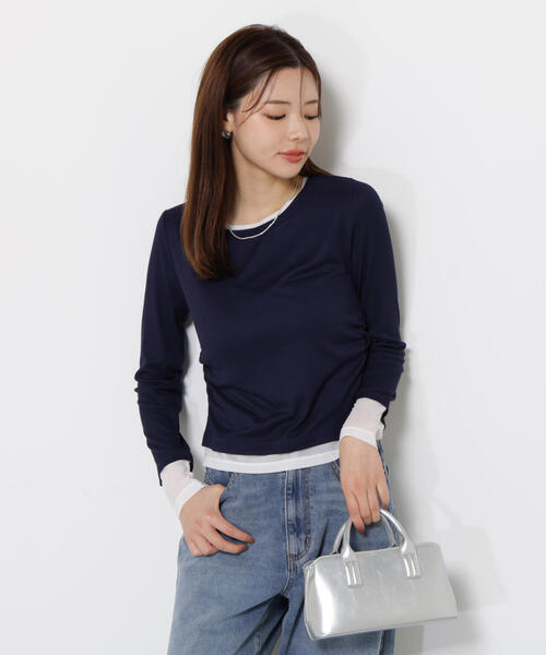 PROPORTION BODY DRESSING（プロポーションボディドレッシング）の「＜ウォッシャブル＞レイヤード風テレコ / 1215260802（Tシャツ/カットソー・レディース・グレー系その他/ホワイト系その他/ネイビー・FREE）」の16枚目の写真