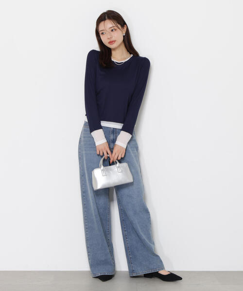 PROPORTION BODY DRESSING（プロポーションボディドレッシング）の「＜ウォッシャブル＞レイヤード風テレコ / 1215260802（Tシャツ/カットソー・レディース・グレー系その他/ホワイト系その他/ネイビー・FREE）」の18枚目の写真