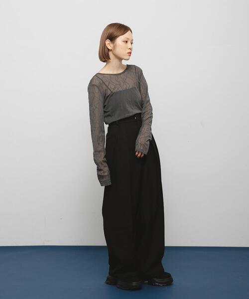 KBF(ケイビーエフ)の「フロッキーウェーブカットソー(Tシャツ/カットソー・レディース・ブラック/ベージュ/グレー・ONE)」の16枚目の写真