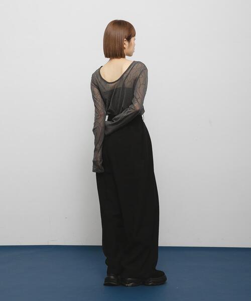 KBF(ケイビーエフ)の「フロッキーウェーブカットソー(Tシャツ/カットソー・レディース・ブラック/ベージュ/グレー・ONE)」の18枚目の写真