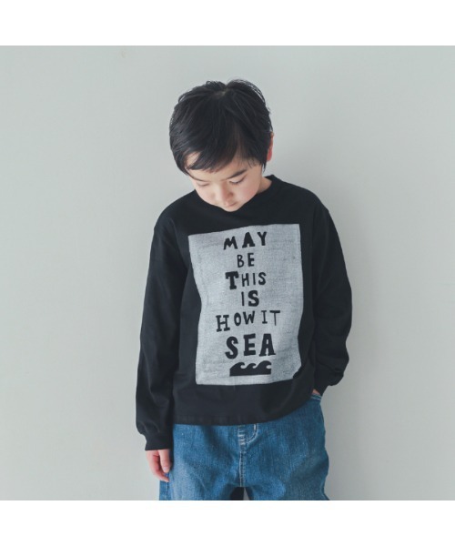 2nd(セカンド)の「ジーンズベーセカンド SEA ロングTシャツ(Tシャツ/カットソー・キッズ・ブラック/ベージュ/オフホワイト・130cm/160cm/150cm/140cm/120cm/110cm)」の1枚目の写真
