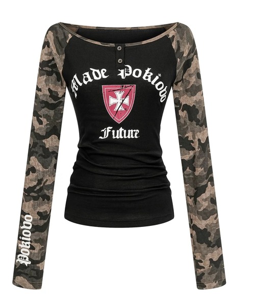 セール】【期間限定セール】Y2Kレイヤード風プリントトップス（Tシャツ