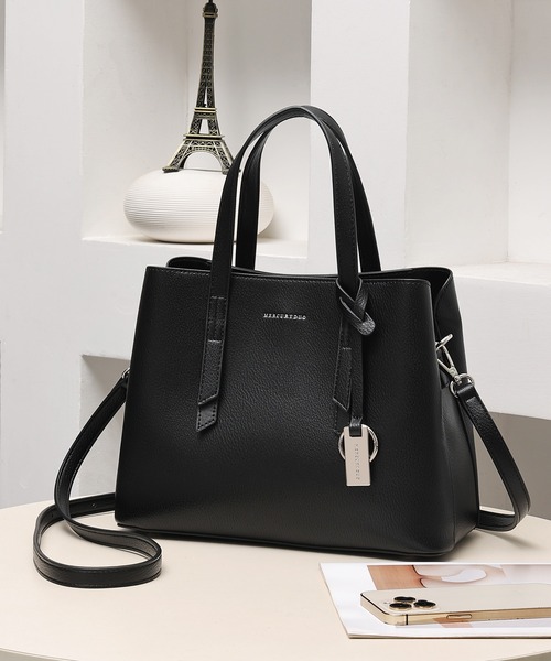 MERCURYDUO（マーキュリーデュオ）の「【MERCURYDUO/マーキュリーデュオ】ワーク 両アオリポケットハンドバッグ／500mlペットボトル収納可能（ハンドバッグ・レディース・ブラック/アイボリー/グレイッシュベージュ・FREE）」の3枚目の写真