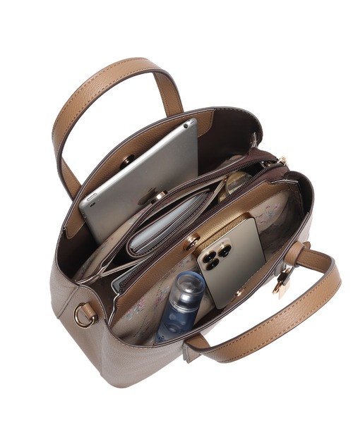 MERCURYDUO（マーキュリーデュオ）の「【MERCURYDUO/マーキュリーデュオ】ワーク 両アオリポケットハンドバッグ／500mlペットボトル収納可能（ハンドバッグ・レディース・ブラック/アイボリー/グレイッシュベージュ・FREE）」の5枚目の写真