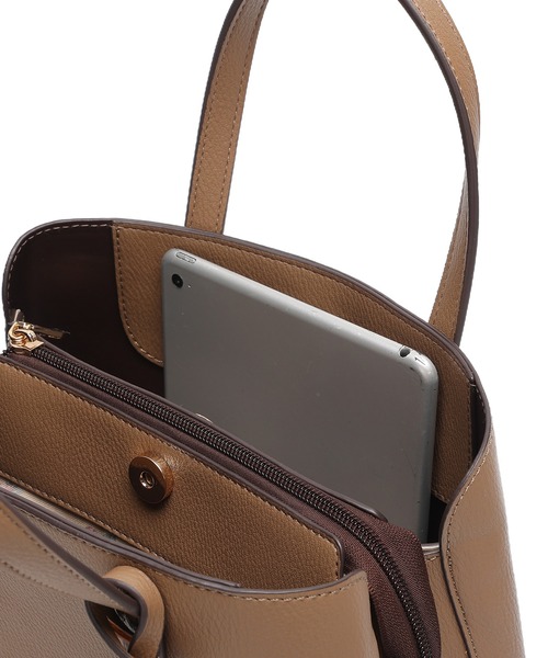 MERCURYDUO（マーキュリーデュオ）の「【MERCURYDUO/マーキュリーデュオ】ワーク 両アオリポケットハンドバッグ／500mlペットボトル収納可能（ハンドバッグ・レディース・ブラック/アイボリー/グレイッシュベージュ・FREE）」の6枚目の写真